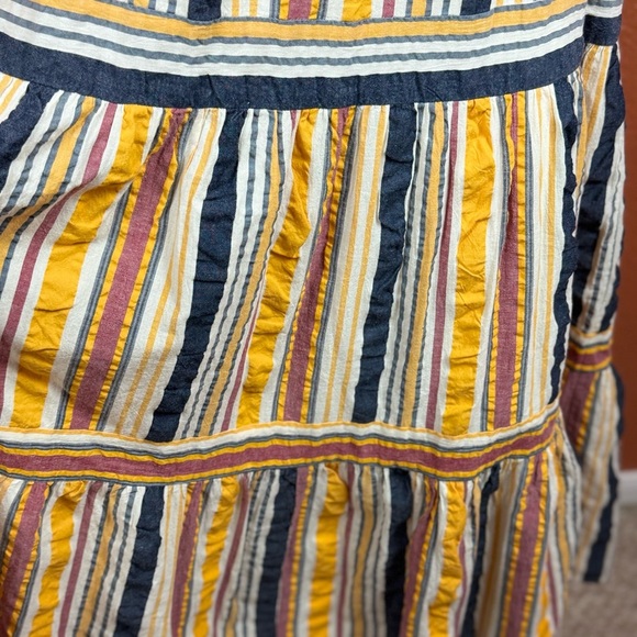 LOFT Striped Tiered Maxi Dress Sleeveless Square Neck S 2 Yellow striped.  E86 - Picture 3 of 15